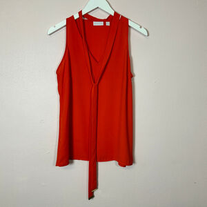 NEW YORK & CO Orange V-Neck Blouse, Size Medium